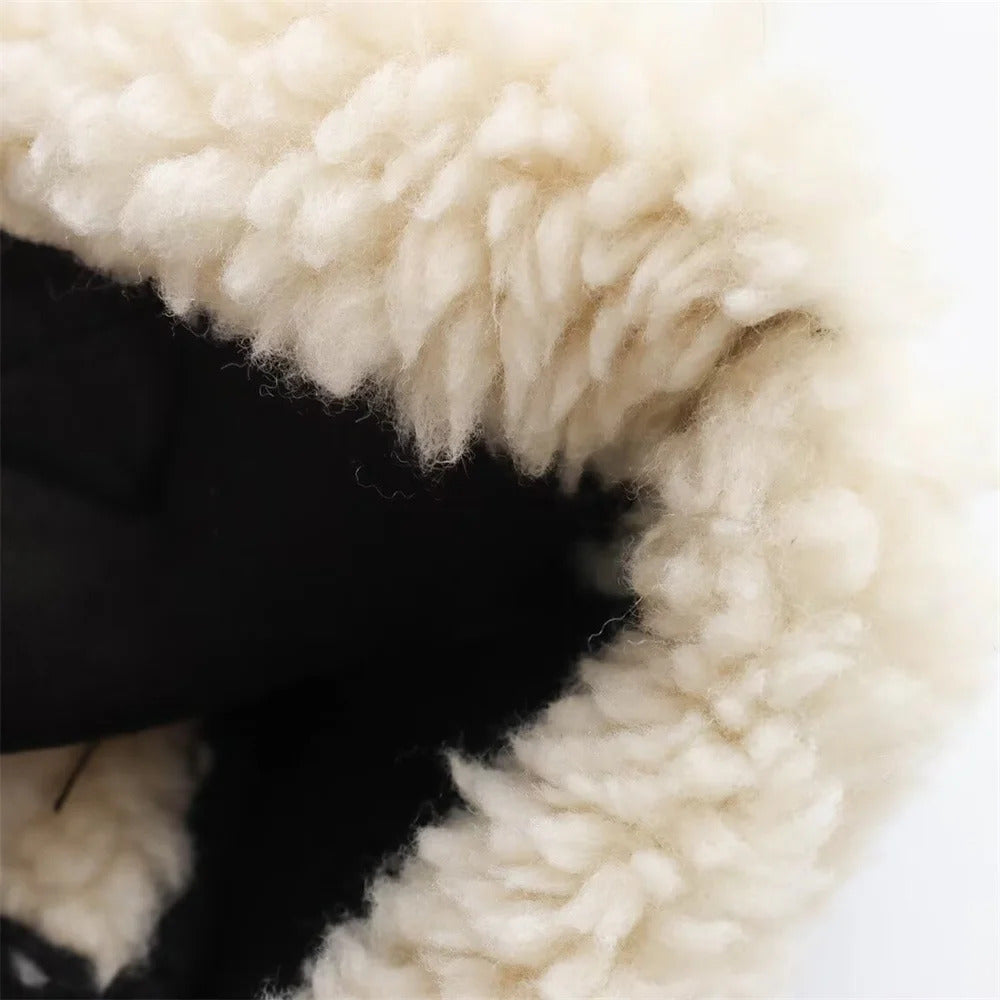 2024 RARF Autumn New Women's European and American Style Artificial Fur Effect Motorcycle Jacket Coat with Fur Integration