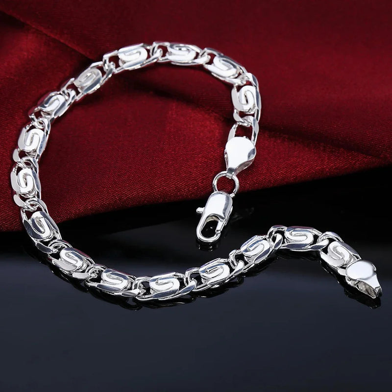 Fine 925 Sterling Silver Noble Nice Chain Solid Bracelet for Women Men Charms Party Gift Wedding Fashion Jewelry Hot Model