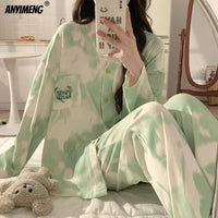 SUKAE Women Autumn Winter New Pajamas Sets Faux Cotton Sleepwear Casual Kimono Pijamas Sets Leisure Lapel Loungewear Homesuits