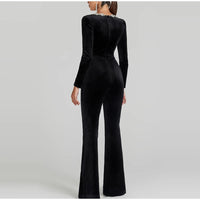 Embroidery Lace Red Jumpsuits Women Sexy Slim Long-sleeved Belt High Waist Jumpsuit Female 2024 INS Casual Lady Party Rompers