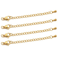 10pcs Stainless Steel Extension Chains with Lobster Clasps Connector Link Necklace Tail Making DIY Bracelet Accessories Supplies