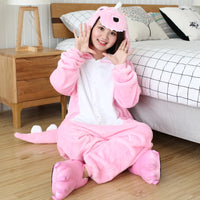 Adults Dinosaur Cartoon Pajamas Animal Onesies Cosplay Costumes Jumpsuit Hooded Sleepwear Halloween One Piece for Performing