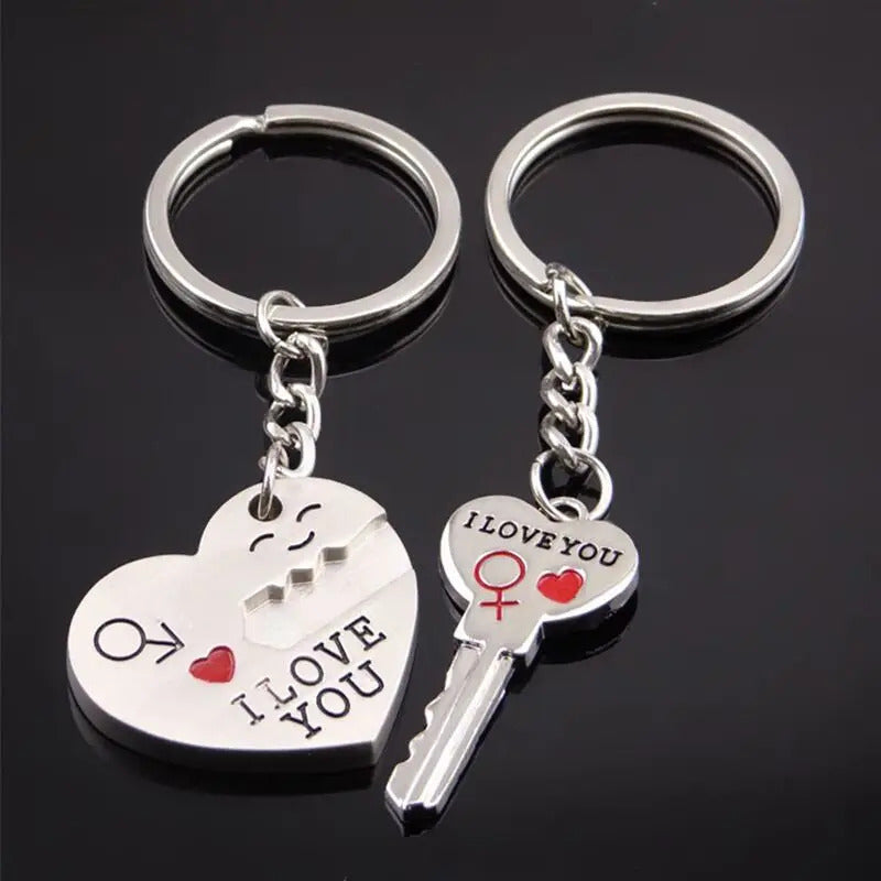 Hot Sale Zinc Alloy Silver Plated Lovers Gift Wedding Favors Couple My Heart Keychain Fashion Keyring Key Fob Creative Key Chain