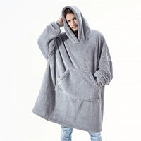 2024 Winter Women Double-faced Fleece Hoodie Blanket Oversize Large Pocket Warm Couple Loose Sweatshirts Women And Men Robe