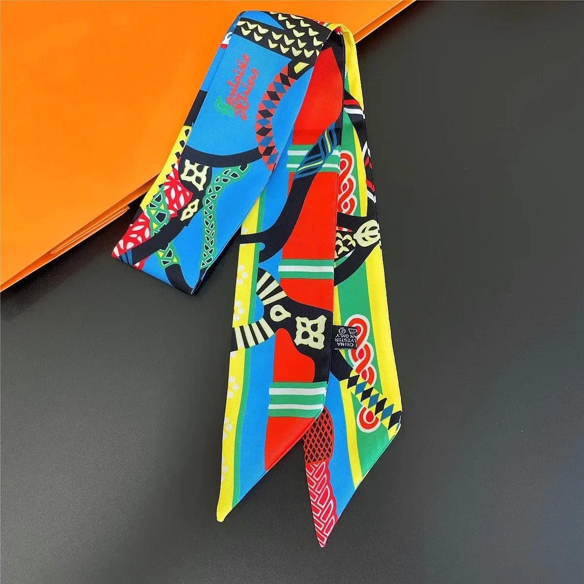 Luxury Design Horse Print Skinny Silk Ribbon Scarf Women5x85cm Hairband Soft Satin Female Foulard Floral Headband Bag Neck Ties