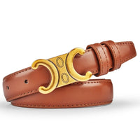 Fashion Women Genuine Leather Belts High Quality Gold Buckle Best Matching Dress Jeans Belts for women