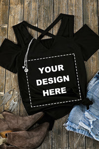 Blank Apparel - Black Criss-Cross Cut Out Short Sleeve Top