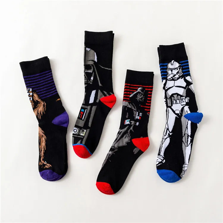 1 Pair Anime Men socks Master Yoda R2-D2 Cosplay Socks Wookiee Jedi Knight Novelty Men's Women's Socks Spring Autumn Winter