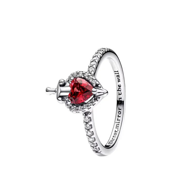 Valentine's Day Gift Red Heart 925 Sterling Silver Elegance Ring For Women Jewelry Rings For Wedding Party