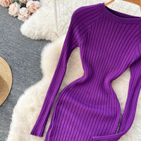 SINGREINY Winter Women Knit Maxi Dress O Neck Autumn Long Sleeve Slim Solid Harajuku Ladies Fashion Pencil Sweater Long Dresses