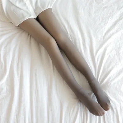 Thermal Stockings Woman Insulated Tights Legs Fake Translucent Warm Plush Lined Elastic Tights Black Sexy Stockings Winter Panty