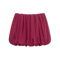 DUOPERI Women Fashion Solid Mini Balloon Skirt High Elastic Waist Female Chic Lady Casual Y2K Short Skirt