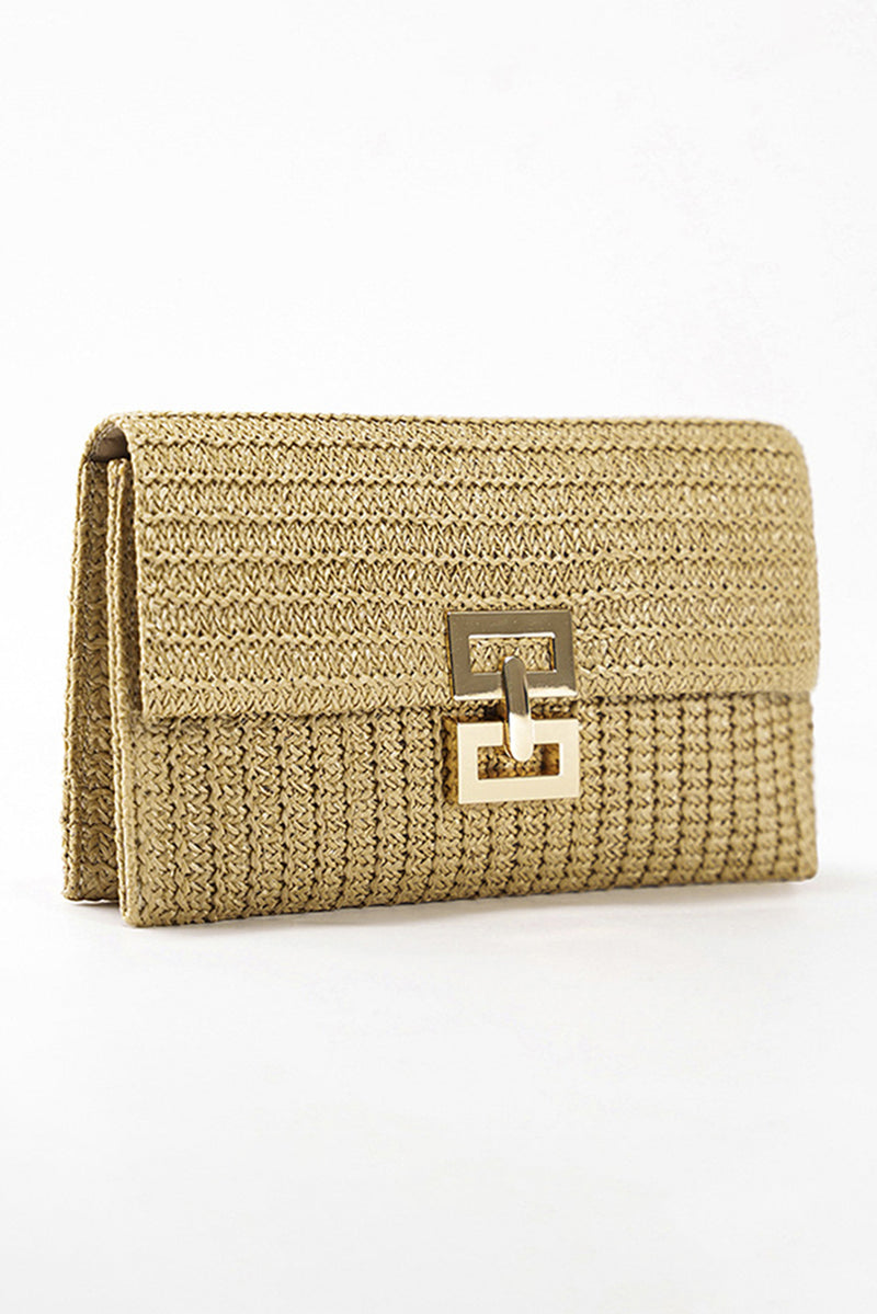 Multicolour Woven Metal Clasp Flap Handbag