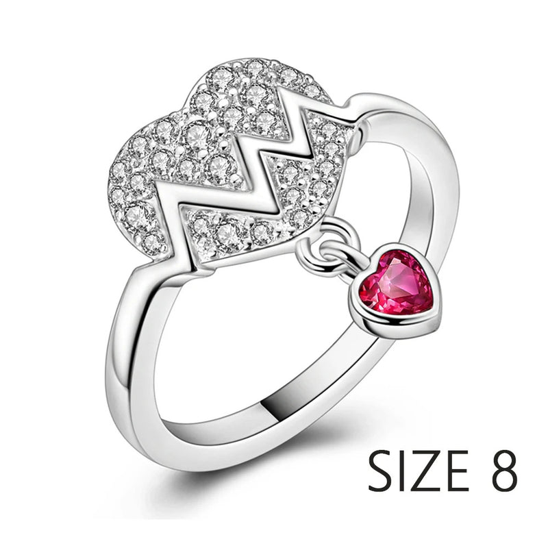 S925 Sterling Silver Valentine's Day Red Series Red Heart Charm Bow Ring Heart Necklace Fit Bracelet DIY for Women Jewelry Gift