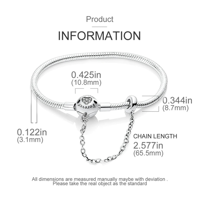 Silver Plated Stars Heart Shape Butterflies Clover Clasp Bracelet for Women Fit Original Charms Beads DIY Making Gift