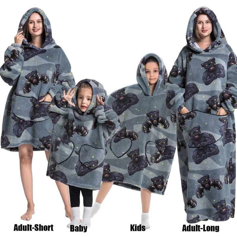 Winter Hoodies Sweatshirt Women Men Pullover Fleece Giant TV Oversized Blanket with Sleeves Adult Halloween Pumpkin Clothing