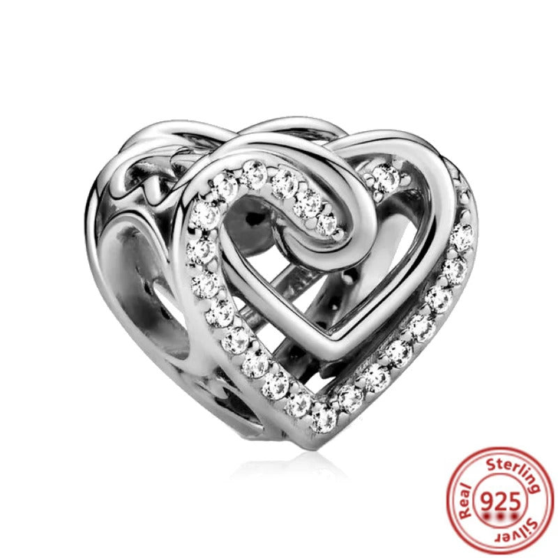 925 Sterling Silver Colorful Clear Zircon Sparkling Love Charm Round Heart Beads Fit Original Pandora Bracelet Women DIY Jewelry