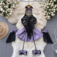 Strap Bow Hot Women Nightwear Mesh Sexy Night Dress Thin Tansparent Lace Pajamas Dress+Thong 2024 Lady Romantic Backless Nightie