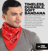 Tough Headwear Large Bandana Headband - Handkerchief Bandanas for Men & Women - Paisley Bandana Pack - Cowboy Scarf COSTUME