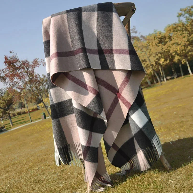 Checkered Scarf Classic British Cashmere for Autumn and Winter Thickened and Warm Versatile and Versatile Scarf Large Shawl