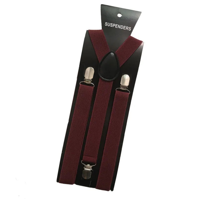 Solid Color Elastic Leather Suspenders Braces Men Women Black Blue Red Adjustable Straps For Wedding Suit Skirt Accessories Gift