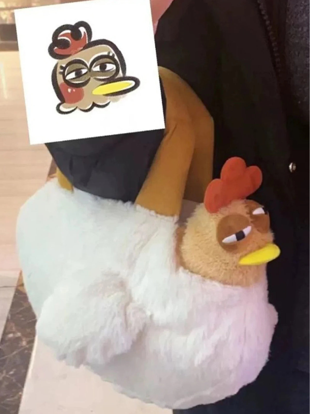 Internet celebrity big rooster plush handbag, cute large-capacity bag, creative fashion storage bag, personalized small bag