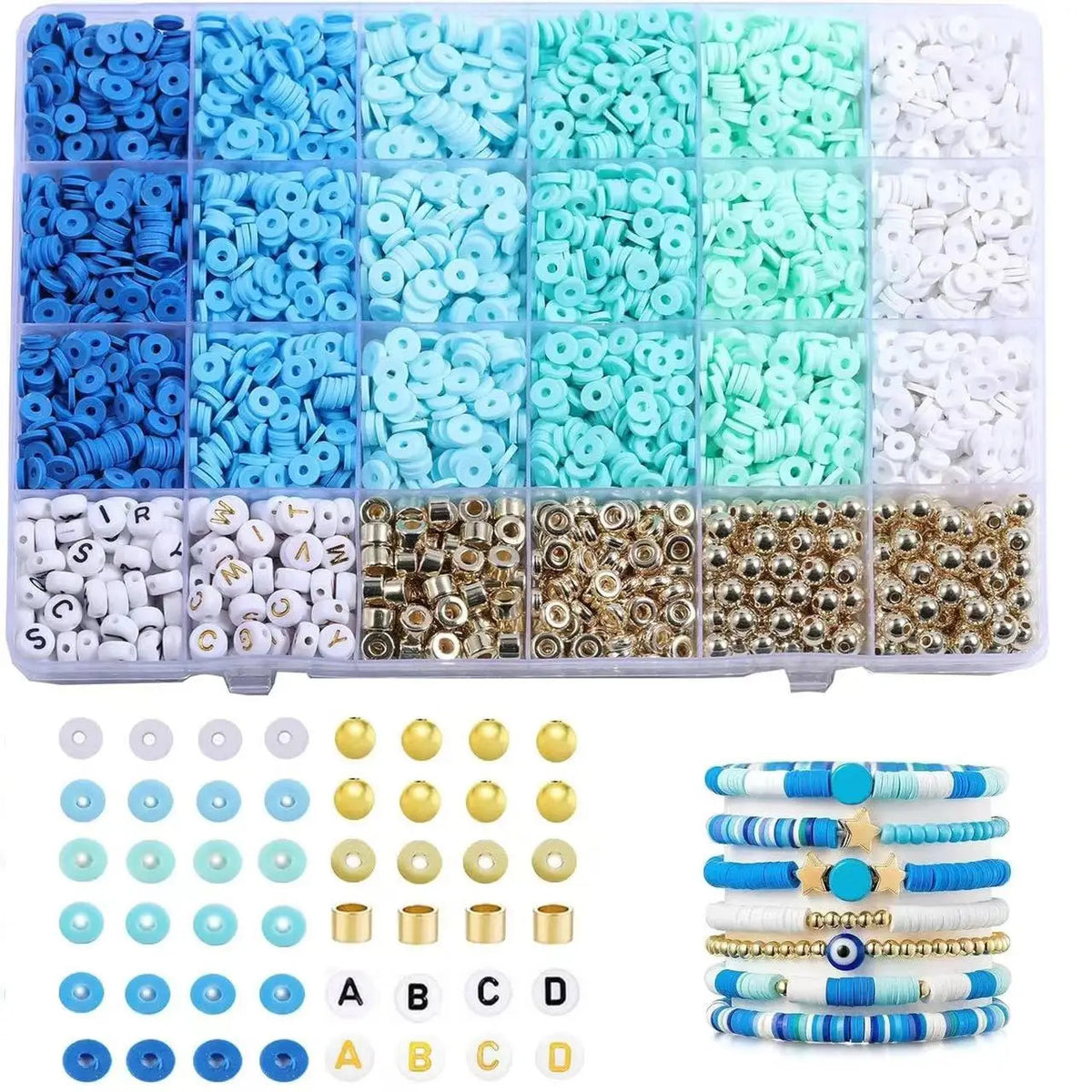 14400/4200/2400pcs Assorted Polymer Clay Beads Kit for DIY Jewelry Making - Handmade Craft for Bracelet, Necklace, Earrings