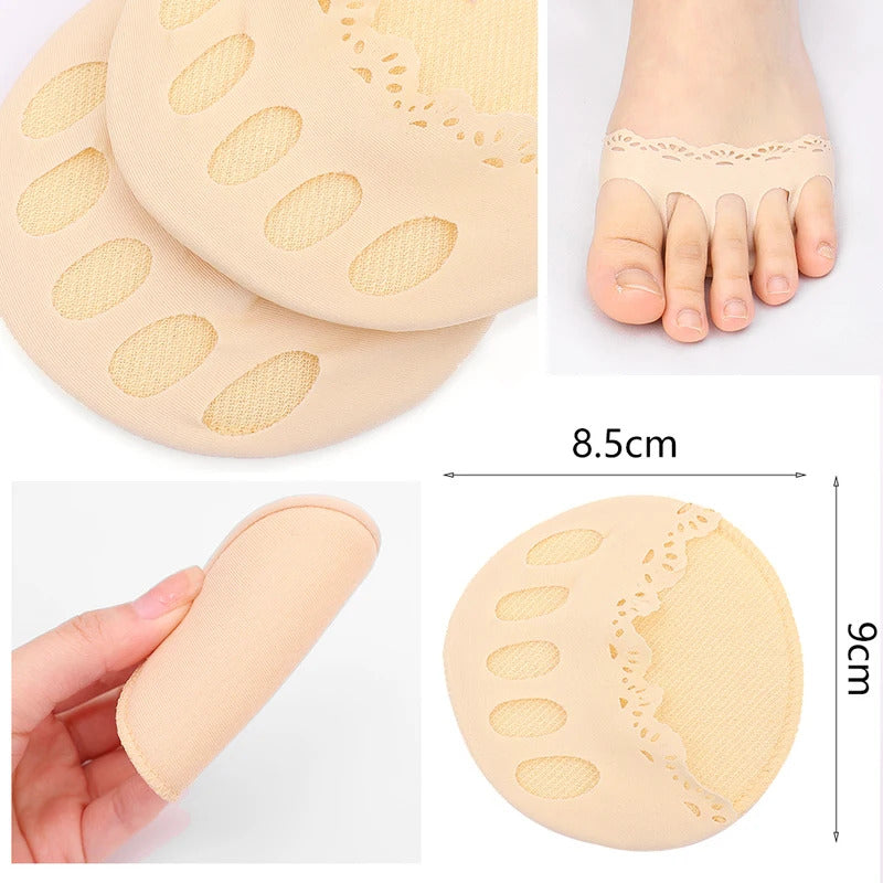 10pcs Front Foot Pads Women's Summer Thin Anti Wear High Heel Pads Non Slip Half Palm Five Finger Sock Invisible Split Toe Socks