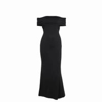 Mozision Strapless Backless Sexy Maxi Dress For Women Black Solid Off-shoulder Sleeveless Bodycon Club Party Long Dress Elegant