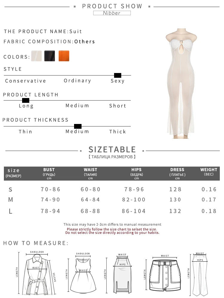 Nibber Mesh Patchwork See Through Maxi Dress Women Sexy Slim Coquette Strapless Elastic Fit Beach Party Vestido Clothing