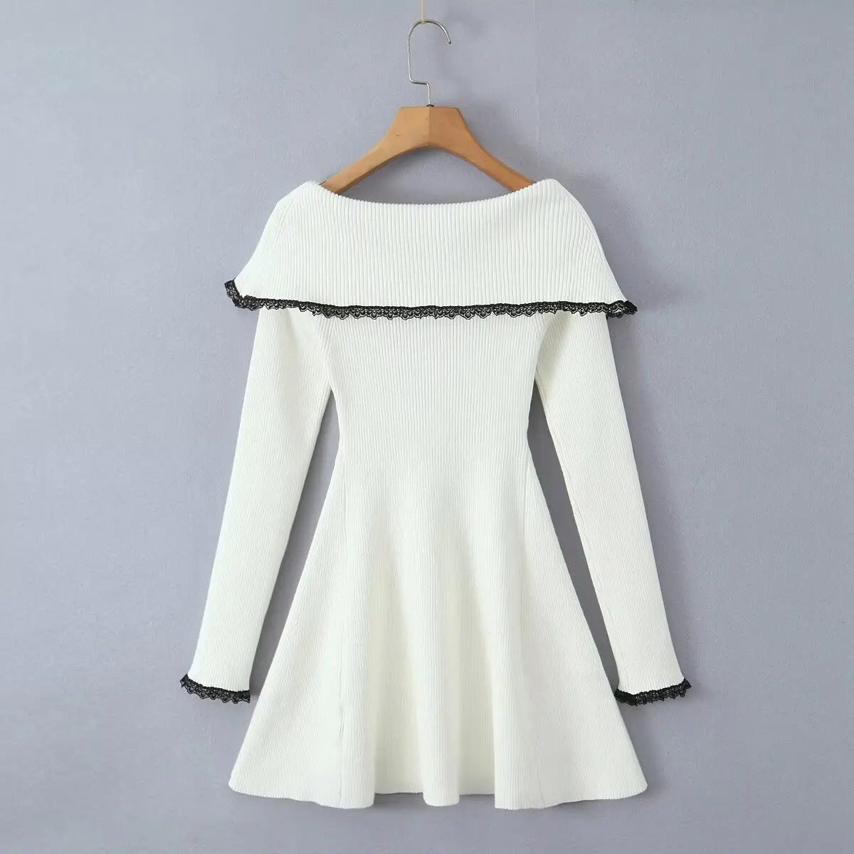 Mingmingxi Autumn Off The Shoulder Sweater Dress 2024 Elegant Long Sleeve Knitted Dress Sexy Causal Warm White Dress Women