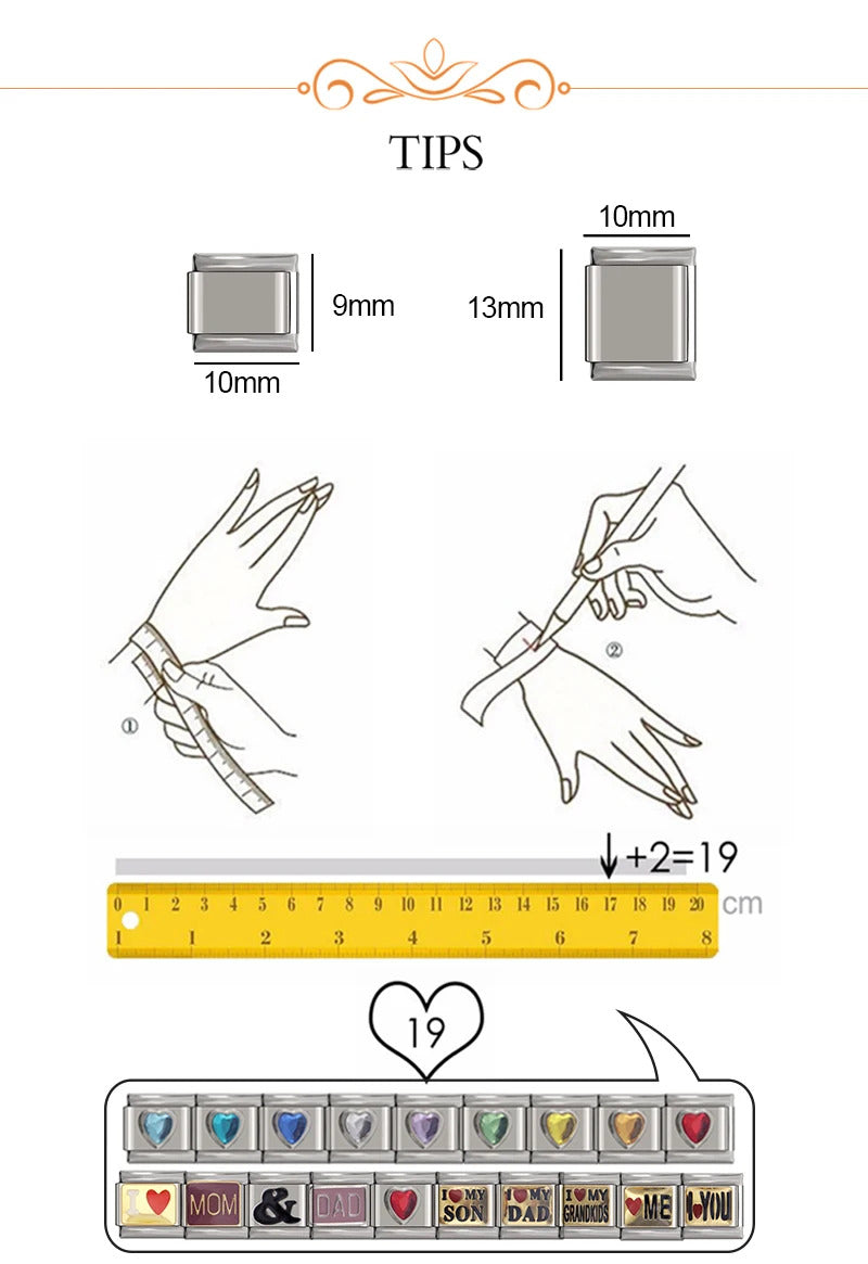 Hapiship 9mm Width Original Daisy Heart Love Butterfly Mom Cat Motorcycle Elephant Charm Fit 9mm Bracelet Jewelry Making DJ009