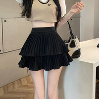 Mini Skirt Cute Sexy Balletcore Elastic High Waist Ball Gown Ruffle Patchwork Lolita Skirt Short Korean Sweet Y2K Women Clothing