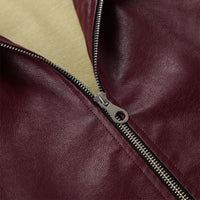 Elegant Burgundy Faux Leather Jackets Women Fashion Lapel Zipper Long Sleeve Female Coats 2024 Autumn Winter Lady Street Outwear