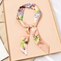 Skinny Silk Scarf Hair Strip Silk Ribbon Small Neck Scarves Bag Handle Ribbon Scarf Kerchief Ladies Ribbon Hair Band Small Scarf