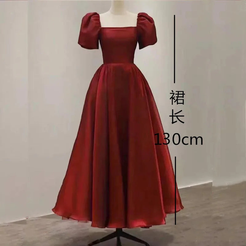 Evening Prom Dresses for Women Square Collar Puff Sleeve Organza Casual Summer Dress 2023 Elegant Formal Birthday Party vestidos