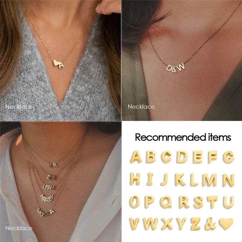 eManc Tiny Heart Dainty Initial Charm Gold Color Silver Color Letter Name Pendant For Women Wholesale Alphabet A-Z Jewelry Gift