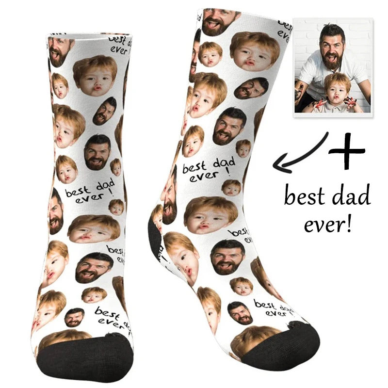 fashion custom face socks 3d printing custom text plus photos trend personality long socks the best gift for family and friends