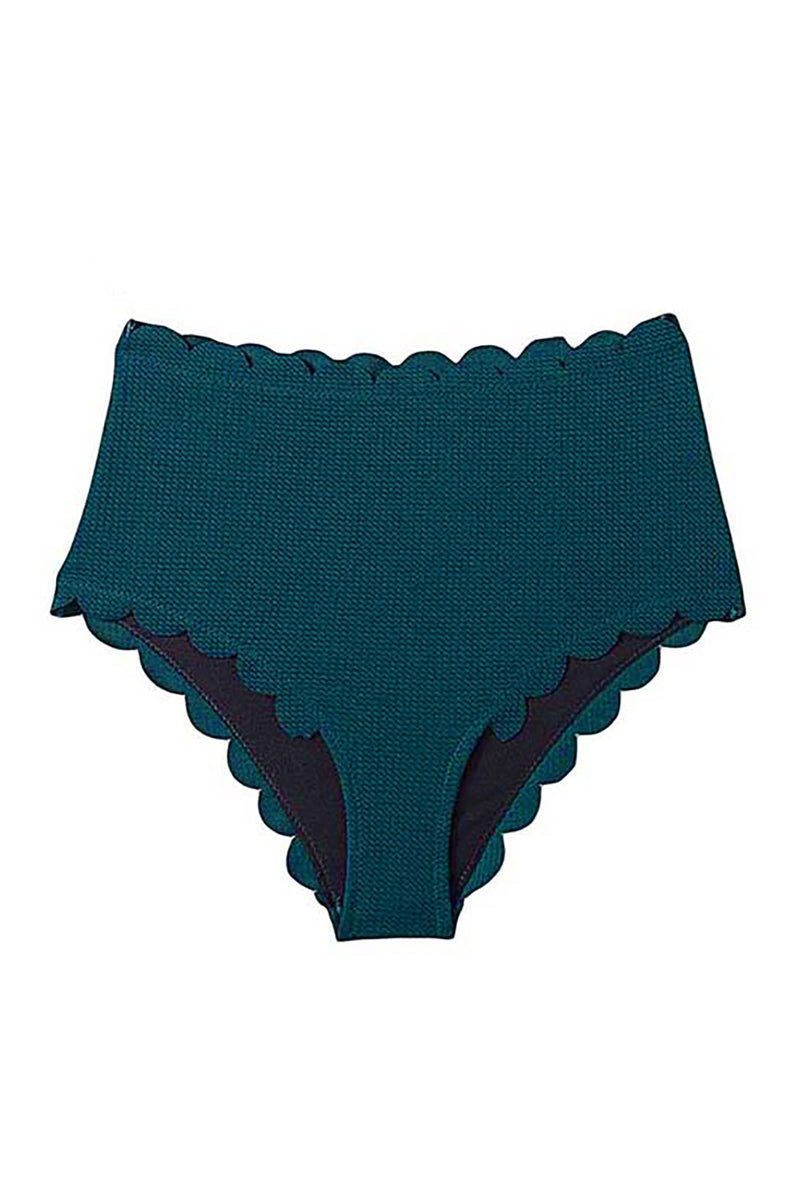 Green Scalloped Edge High Waist Bikini Panty