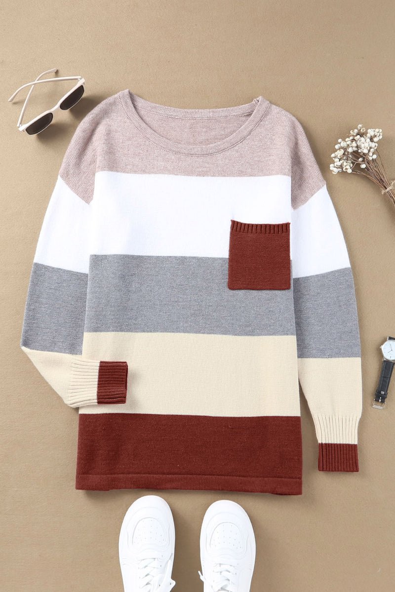 Colorblock Pocketed Sweater