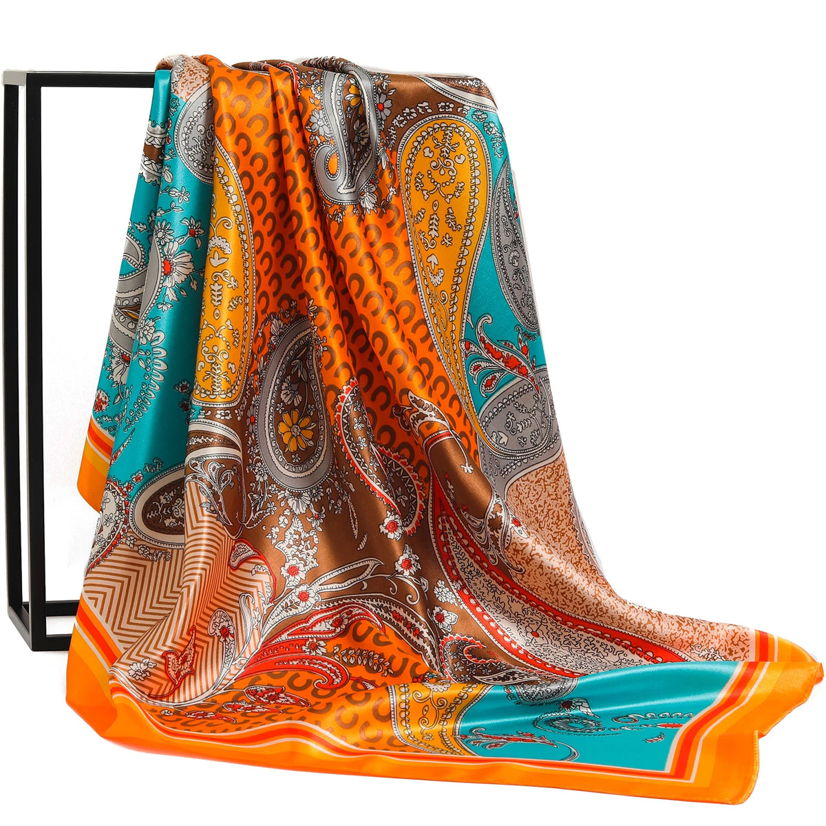 90*90cm Silk Scarf Women Print Hair Neck Square Office Ladies Shawl Bandanna Muslim Hijab Handkerchief Muffler Foulard female