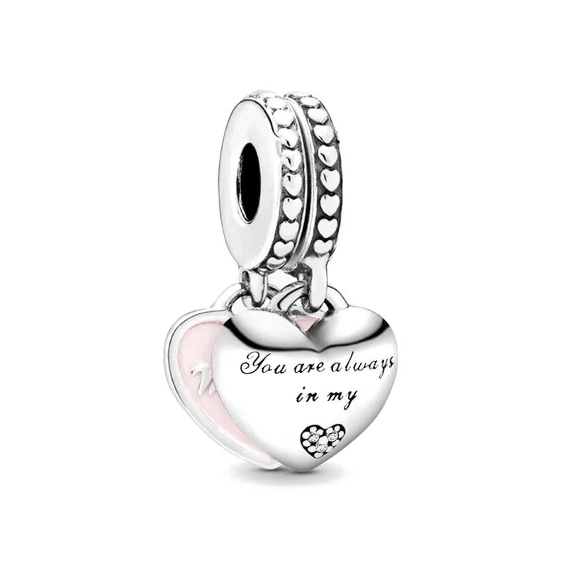 Europe 925 Silver Family Charm Fit Original Bracelet Jewelry Pendant Boy Girl Sparkling Mom Bead Sisters Pandora Dangle Plated