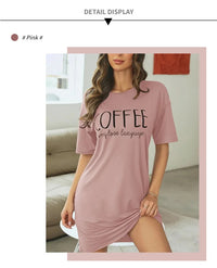 Women's Nightgown Summer Short Sleeve Sleep Shirt Round Neck T-shirt Dress Soft Nightdress Home Clothes Sleepwear & Loungewear