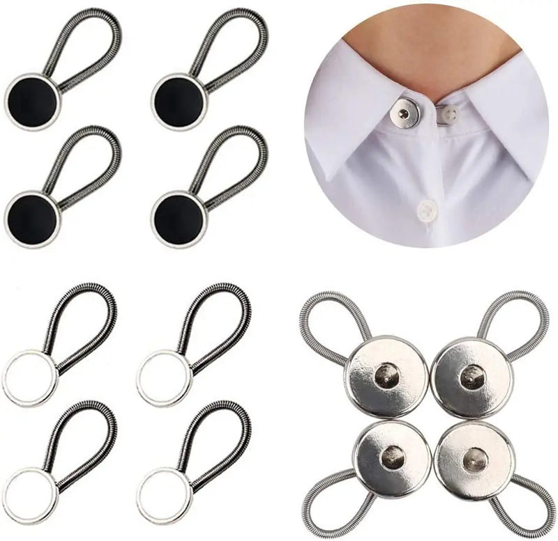 10MM Metal Elastic Collar Extenders Button Extenders for Shirt Dress Trousers Coat Collars Free Sewing Waistband Expander