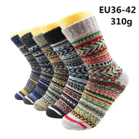 5 Pairs Winter Warmer Women Thicken Thermal Wool Cashmere Snow Socks Fashion Casual Euramerican National Wool Socks for Women