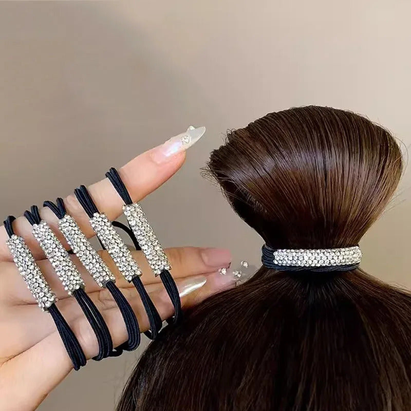 10pcs rhinestone hair tie high elasticity hair rope women's hair accessories suitable for ladies girls