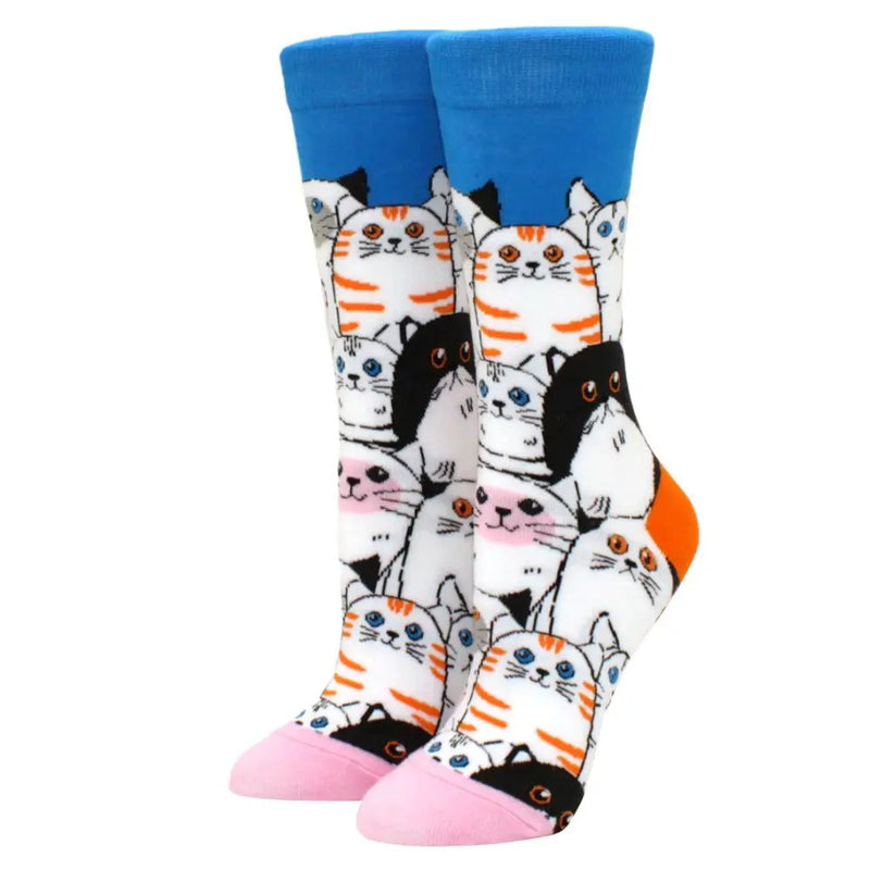 1 Pair Kawaii Women Socks Happy Funny Socks Fruit Harajuku Candy Colors Mid Socks Casual Crew Socks Women Size 35-42 Short Socks