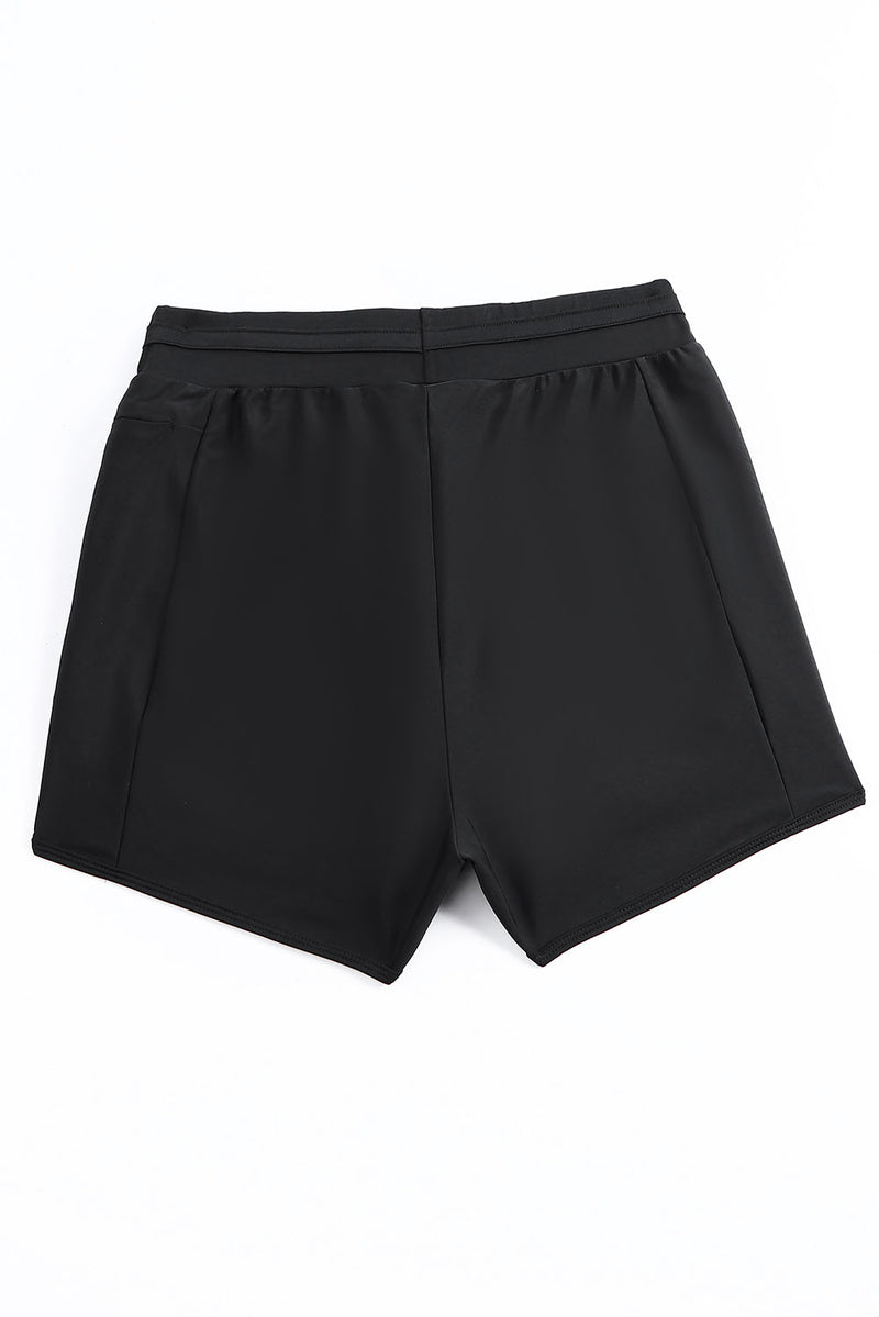 Black Zip Pocket Drawstring Swim Bottom