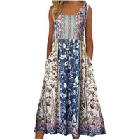 Europe and the United States 2024 spring and summer new print sleeveless pullover dress women casual plus-size dress