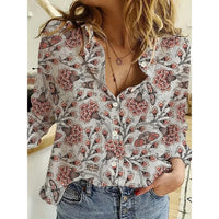 Women's 2024 New 3d Christmas Printed Long Sleeve Shirts Elegant Lapel Long Sleeve Top Winter Spring Single-Breasted Basic Shirt